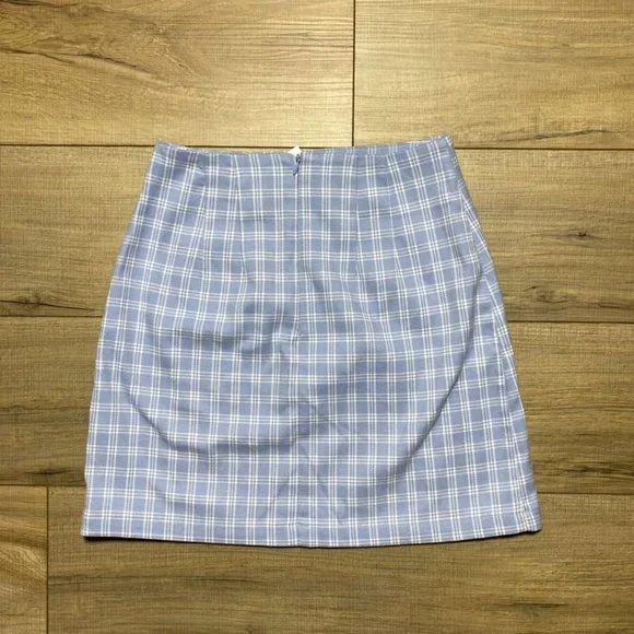 John Galt Pacsun Womens Plaid Mini Skirt Light Blue And White See Measurements‎ - Picture 9 of 11